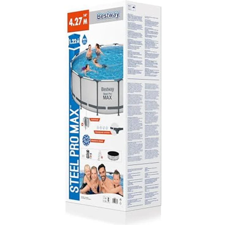 Bestway 5612X Steel Pro MAX Frame Pool Set Ø427x122cm Pumpe Leiter Abdeckplane – Bild 3