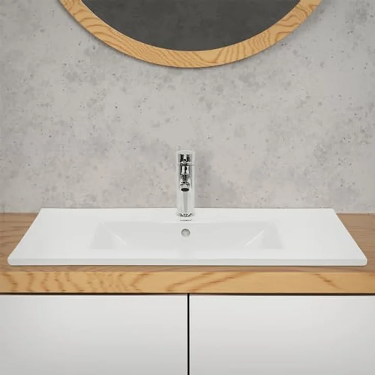 ECD Germany Waschbecken 810x465x175 mm Weiß aus Keramik – Bild 5