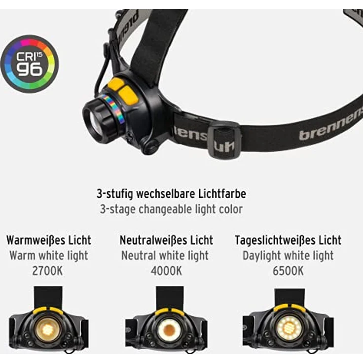Brennenstuhl LuxPremium LED Akku CRI Kopflampe SL 350 AFT (350lm, IP44, wählbarer Lichtfarbe, LED Stirnlampe mit Sensor, bis zu 40h Leuchtdauer) – Bild 4