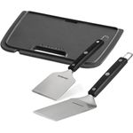 BURNHARD Gusseisen Wendeplatte Set Wayne mit 2-TLG. Grillspachtel und Grillschaber Set