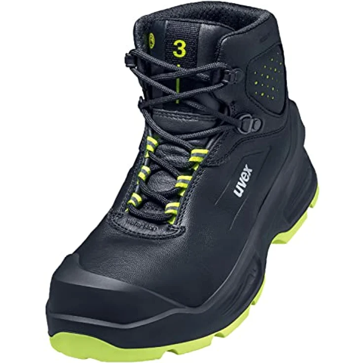 Uvex Safety 6872251 Sicherheitsschuh S3, robuster Sicherheitsstiefel in Schwarz und Gelb, Schuhgröße EU 51, ESD, wasserabweisendes Leder, atmungsaktive Materialien – Bild 1