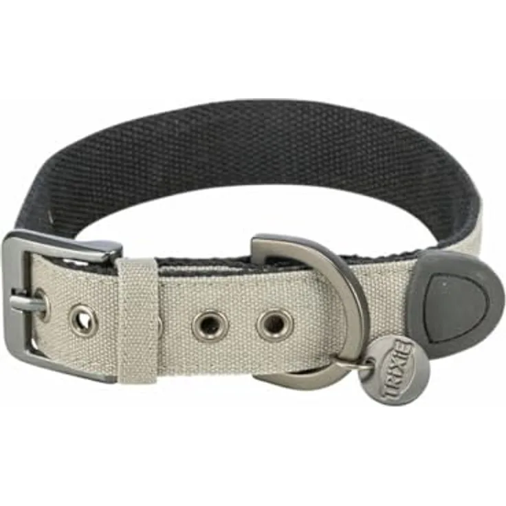 Trixie CityStyle Hundehalsband, Hellgrau, S/M, für Halsumfang 30-37 cm, hochwertige Verarbeitung