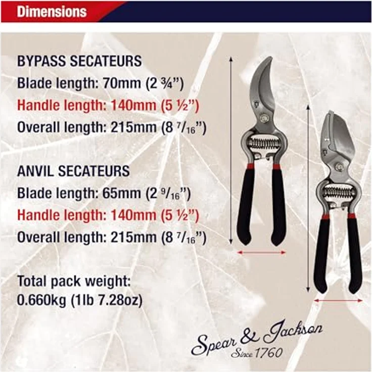 Spear und Jackson CUTTINGSET8 Traditionelles Bypass- und Amboss-Baumscherenset, Silber, 21 x 11 5 x 2 cm – Bild 7