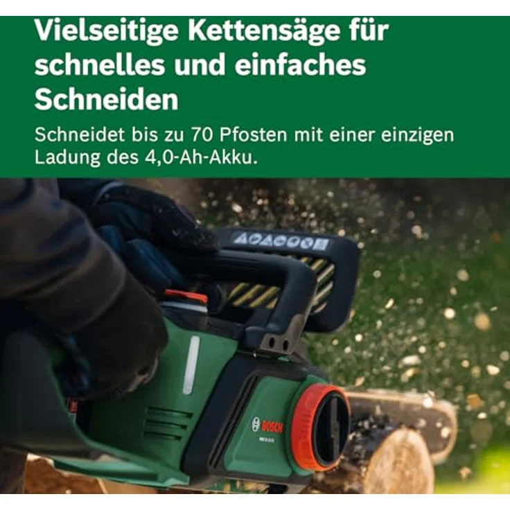 Bosch Akku-Kettensäge PKE18V-30-28, bürstenloser Motor, 27 cm Schnittdurchmesser, automatische Ölsystem, Solo Variante – Bild 5