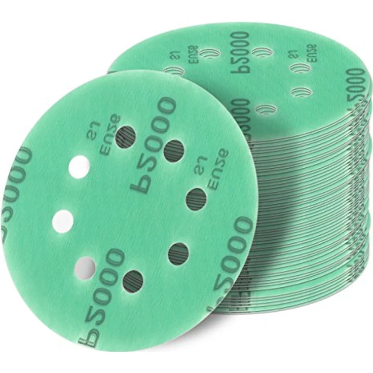 StickandShine 50 Stück 125 mm Exzenter Schleifscheiben P1000 Körnung, 8 Loch, grün, wasserfest und ölresistent, Kunstharz Korund – Bild 1