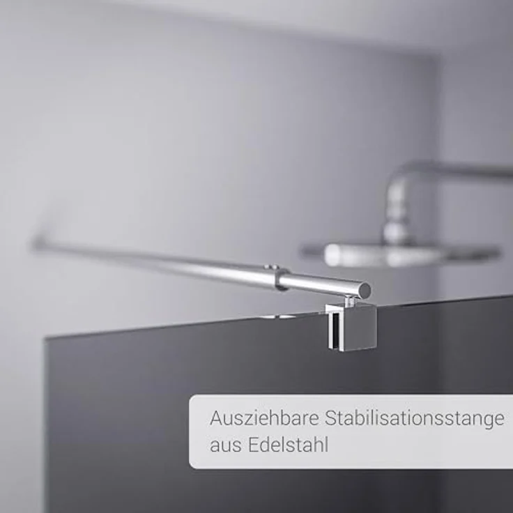 Bernstein Walk-In Nano Duschabtrennung EX101, Echtglas 10mm, graues Glas, Wandprofil Chrom, 140cm – Bild 3