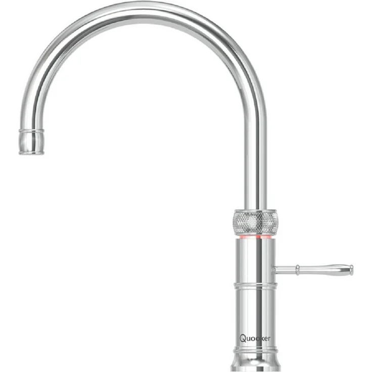 QUOOKER Classic Fusion Round, Küchenarmatur mit COMBI+ Reservoir, verchromt glänzend, 7 Liter kochendes und warmes Wasser, 7 Jahre Garantie
