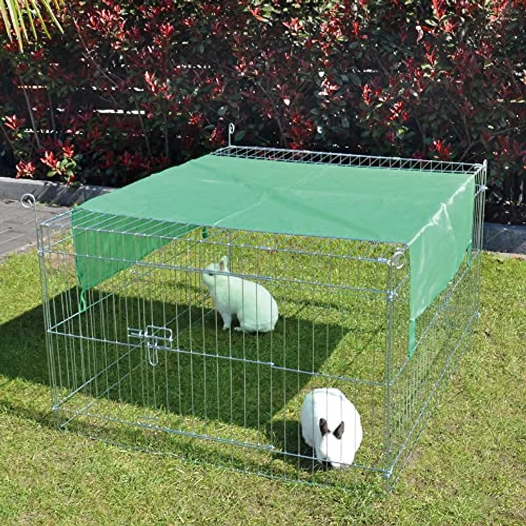 zooprinz Freilaufgehege für Kleintiere mit festem Dach und Sonnenschutz, wetterfest und stabil, platzsparend faltbar, Größe S – Bild 1