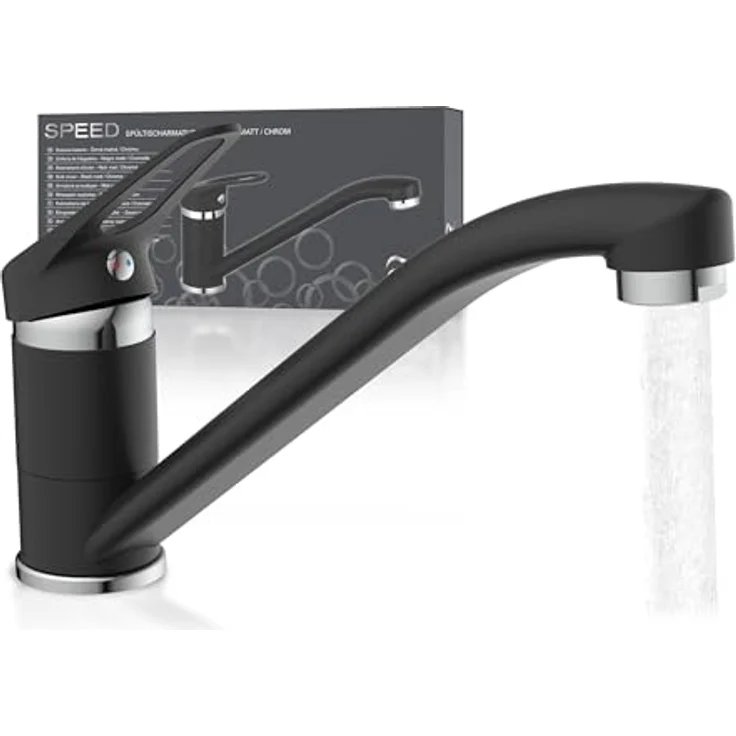 Eisl Spültischarmatur Speed, 360° schwenkbarer Wasserhahn mit geräuscharmer Qualitäts-Kartusche, inklusive Montageset – Bild 1