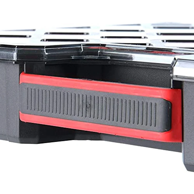 Prosperplast Werkzeugkoffer Kistenberg TAGER CARBO ORGANIZER KTGC40306B, multifunktionale Sortimentsbox mit transparentem Deckel und funktionalen Bechern, 390 x 284 x 60 mm – Bild 6