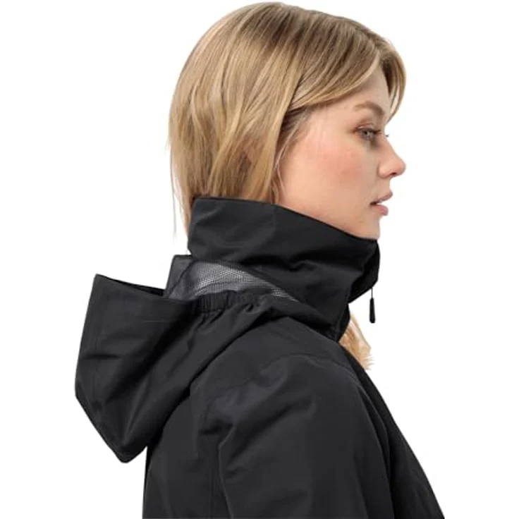 Jack Wolfskin Stormy Point 2L Jkt W, robuste wasserdichte Damenjacke mit verstaubarer Kapuze, Schwarz, XL – Bild 6