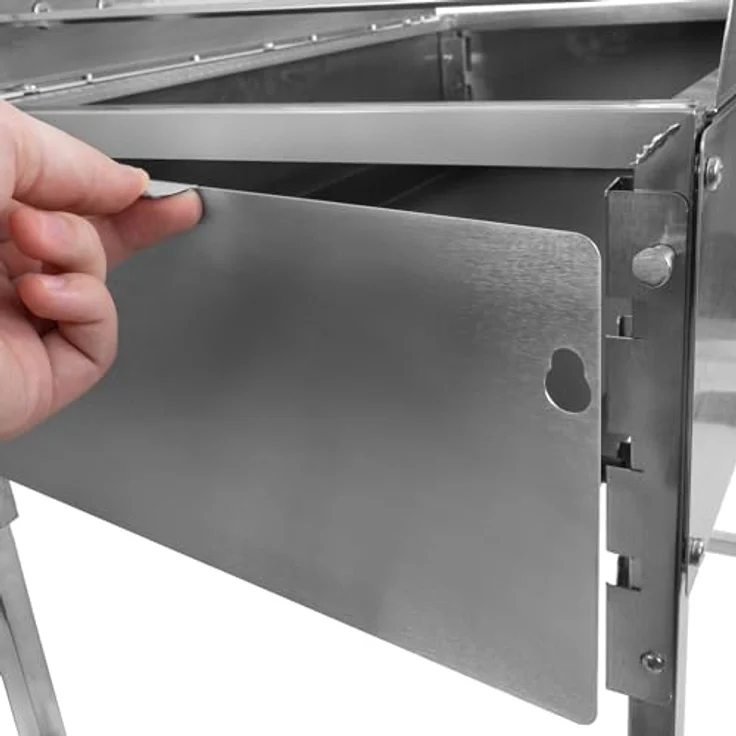 BBQ-Toro Edelstahl Kohlegrill mit Spießaufsatz, 11 Spieße und Motor, mobil einsetzbar, höhenverstellbare Kohlewanne – Bild 8