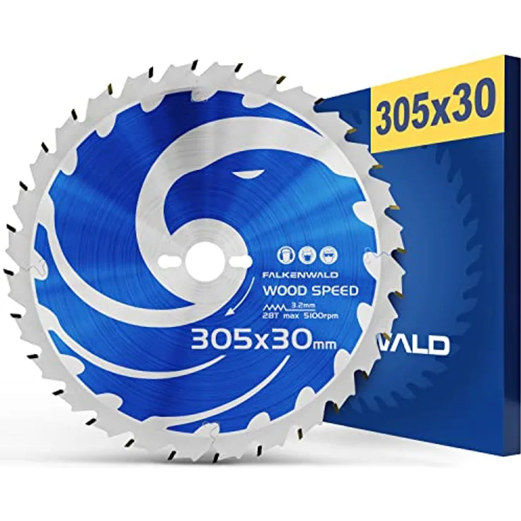 FALKENWALD® Sägeblatt 305x30 für Holz Kappsäge, kompatibel mit Bosch GCM 12 GDL, 28 Hartmetallzähne für schnelle Schnitte, ideal für Hart- und Weichholz