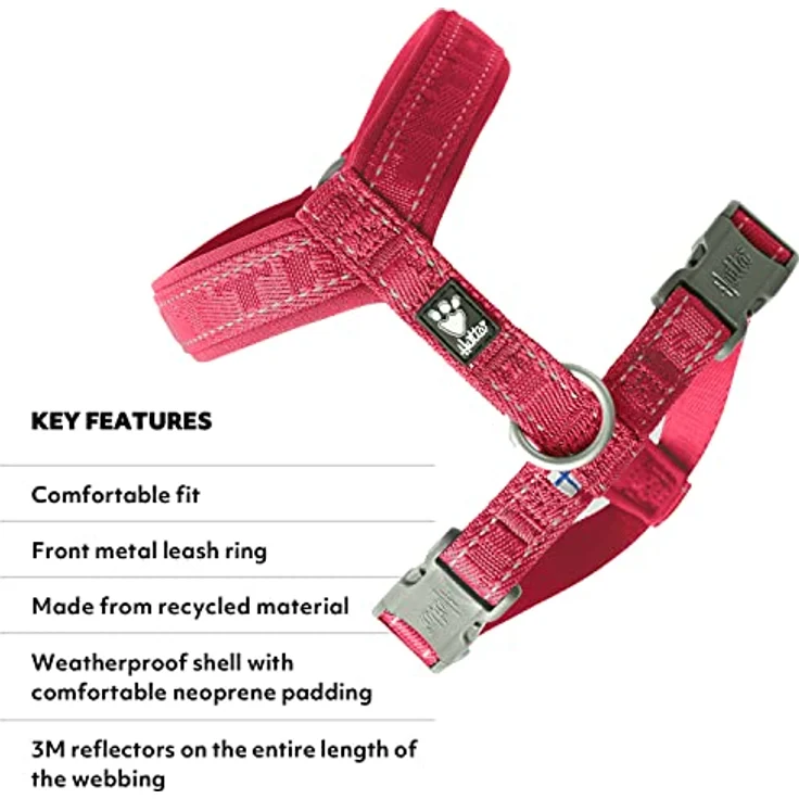Hurtta Casual Y-Geschirr ECO Komfortables Hundegeschirr (Ruby, 50-60 cm) – Bild 4