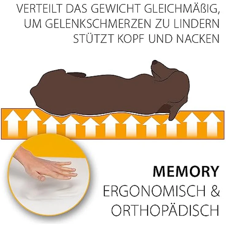 Ferplast Orthopädisches Hundebett, Memoryschaum Hundekissen für große Hunde, waschbar 93 x 73 x H 22,5 cm, grau – Bild 5
