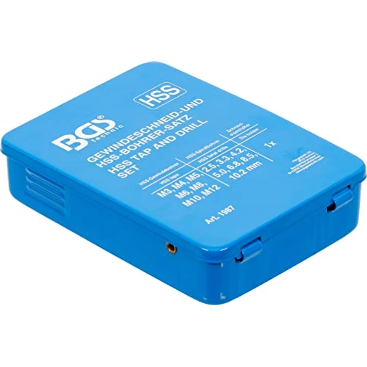 BGS technic Gewindebohrer BGS Gewindeschneid-/HSS-Bohrer-Satz M3-M12, hochwertige HSS-Qualität in kompakter Metall-Klappbox – Bild 5