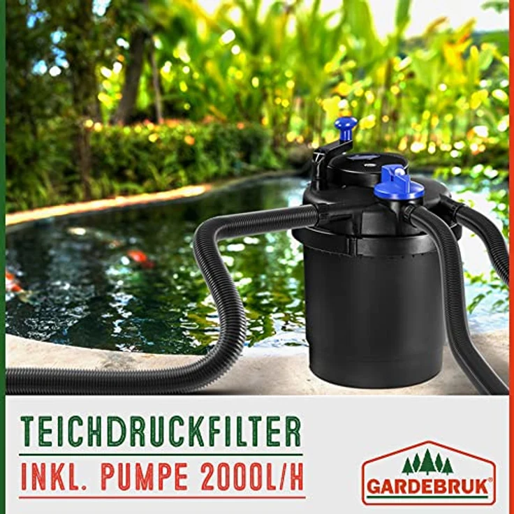 Gardebruk Teichdruckfilter 18L 6000 Liter 11 Watt UVC Lampe Komplettset Gartenteich Teichfilter Druckteichfilter Druckfilter – Bild 5