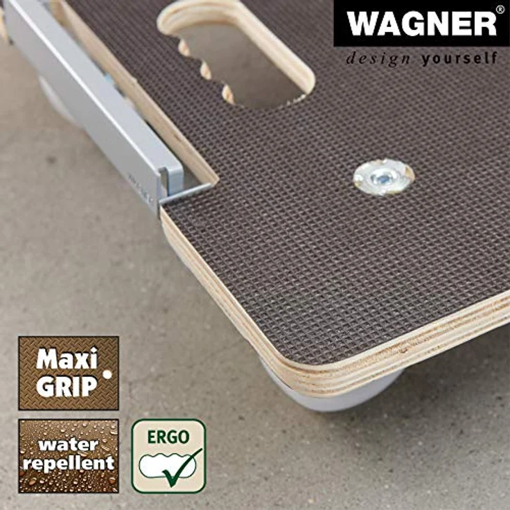 Transporthilfe MM 1381, 63 x 43 x 11 cm, harte Rollen 75 mm, Rollenlager, Sicherung, Platte FSC®, Tragkraft 250 kg – Bild 3