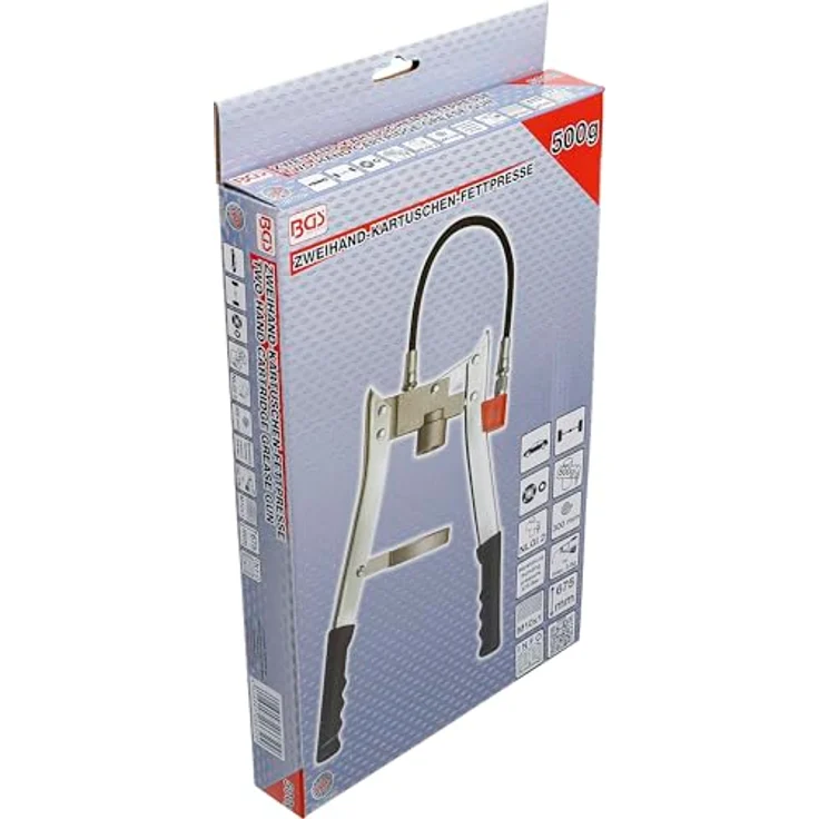 BGS 6650 | Zweihand-Kartuschen-Fettpresse | 500 g | Systemfettpresse| mit flexiblen Panzerschlauch – Bild 5