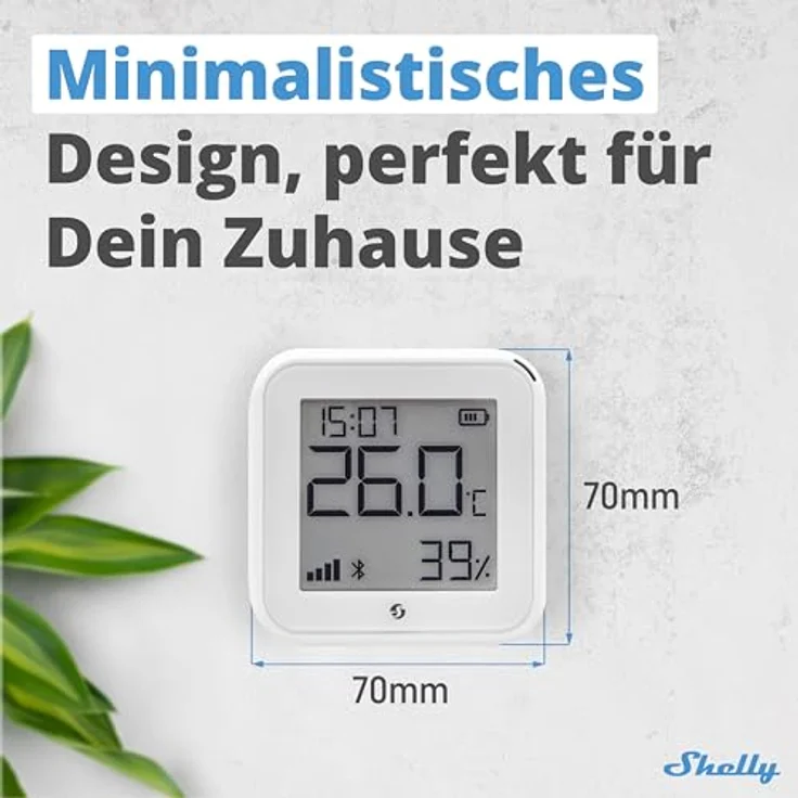 Shelly H&T Gen 3 Ivory, Thermometer und Hygrometer zur präzisen Raumklimakontrolle, Weiß – Bild 2