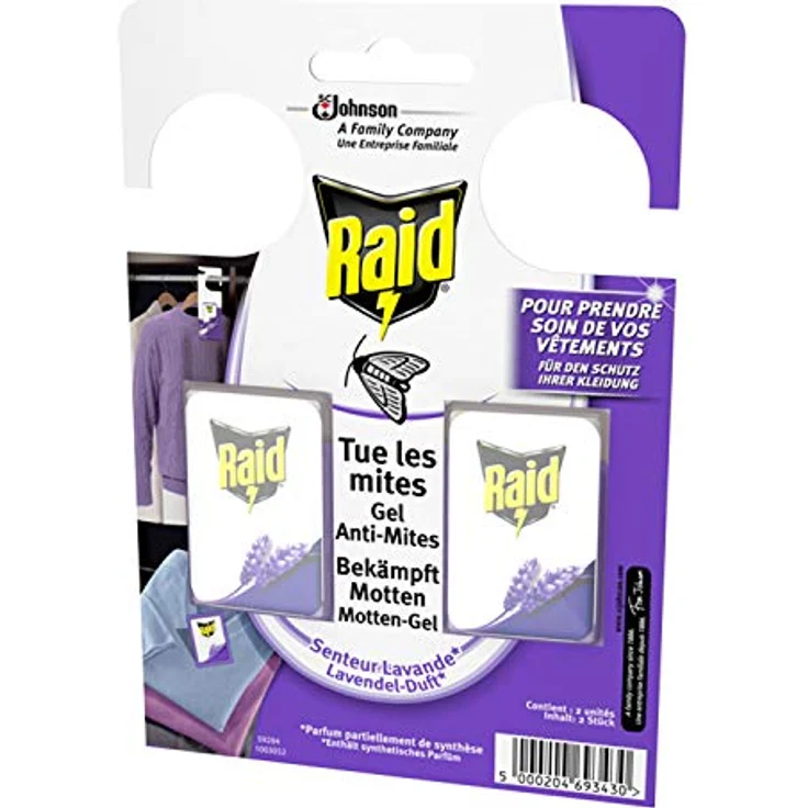 Raid (Paral) Motten-Gel, Mottenschutz für den Kleiderschrank, Mottenfalle mit Lavendel-Duft, 2 Stück (1er Pack ) – Bild 2