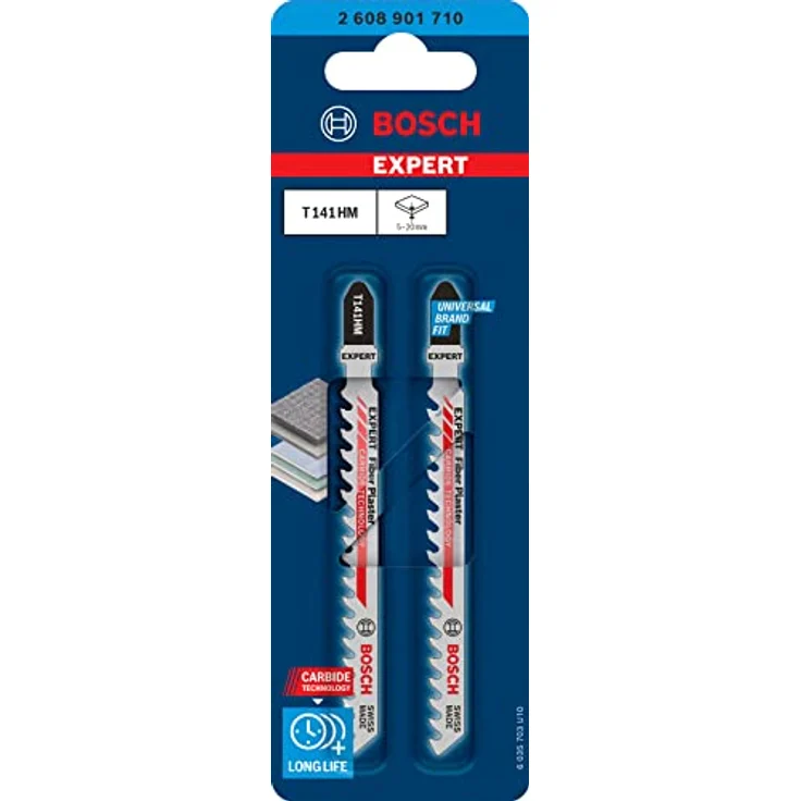 Bosch Professional 2x Expert ‘Fiber Plaster’ T 141 HM Stichsägeblatt (für Faserzementplatten, Gipskartonplatte, Länge 100 mm, Zubehör Stichsäge) – Bild 2