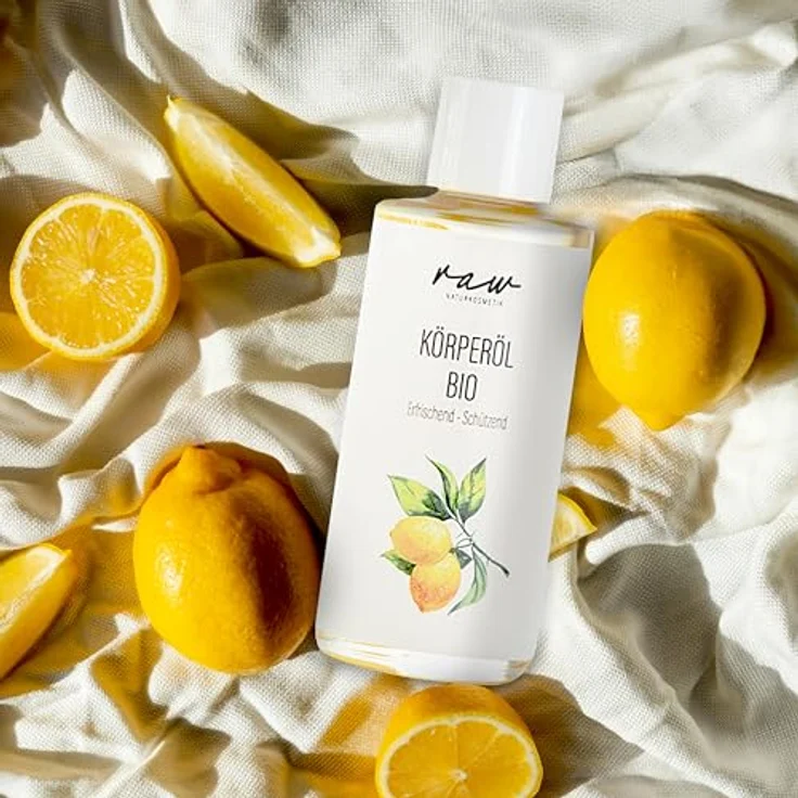 raw Kosmetik Körperöl BIO Lemongras und Ginseng, 100ml, kaltgepresste Bio Öle für gestresste und empfindliche Haut, vegan und klimaneutral – Bild 2