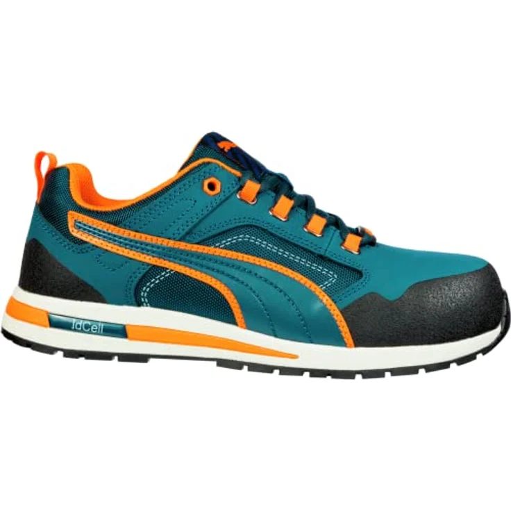 PUMA Safety Crosstwist Low, Sicherheitsschuh S3 HRO SRC mit Fiberglaskappe und flexiblem FAP®-Durchtrittschutz, blau-orange – Bild 4