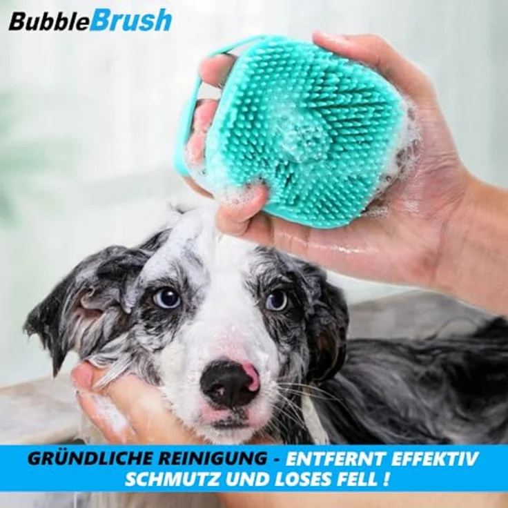 BubbleBrush Hunde Waschbürste Badebürste Massage, Bürste Fellbürste mit Shampoo Spender für Haustiere – Bild 2