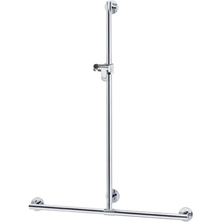 Keuco Duschhandlauf Plan Care 34914, Silber eloxiert mit Brausestange 1182/1263mm und ergonomischem Design