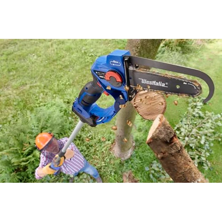 Westfalia X-SAW PRO Akku-Einhand-Powersäge, 18 Volt Li-Ion, blau, mit Titanium-Sägekette und vibrationsarmem Arbeiten – Bild 4