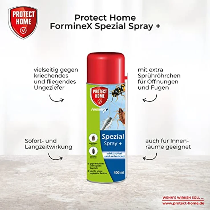 PROTECT HOME Forminex Spezial Spray + gegen kriechendes & fliegendes Ungeziefer mit Sofort & Langzeitwirkung, 400 ml Sprühdose – Bild 3