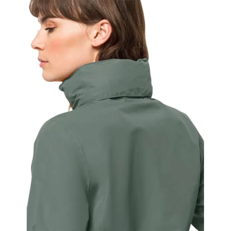 Jack Wolfskin Stormy Point, Damen Wetterschutzjacke, wasserdicht und atmungsaktiv, Grün, Größe L – Bild 6