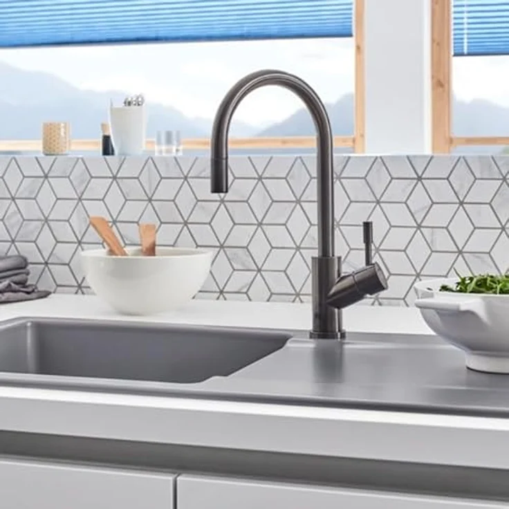 Villeroy & Boch Spüle Siluet 60, reversibles Spülbecken aus TitanCeram, crema, für aufliegenden Einbau, Mindestunterschrankbreite 60 cm – Bild 2