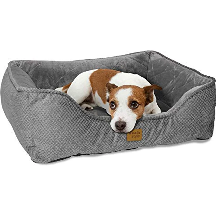 ib style® Happy Milo Hundebett | Körbchen für Hunde & Katzen | mit Reißverschluss | Größe: S | Grau – Bild 1