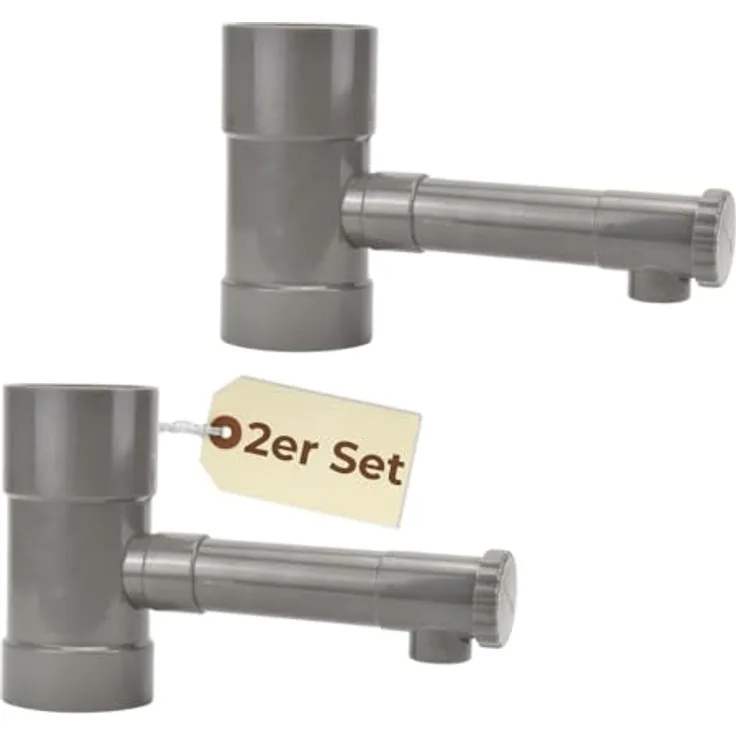 GarPet 2er Set Regendieb Wasserdieb Fallrohr Abzweig mit Hahn, 80 mm, UV-beständig und langlebig für effiziente Regenwassernutzung