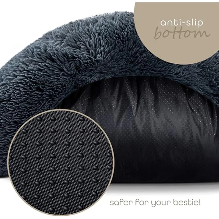 Paco Home Hundebett Katzenbett Flauschig Hundekissen Donut Hundedecke Hund Katze Hundekörbchen Katzenkorb Waschbar, Grau, 80x120 cm – Bild 3