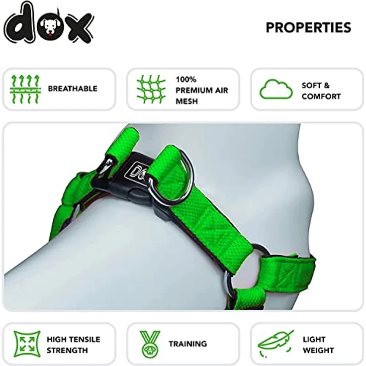 DDOXX Hundegeschirr Air Mesh, Step-In, verstellbar, gepolstert | viele Farben & Größen | für kleine, mittlere & große Hunde | Brust-Geschirr Hund Katze Welpe groß | Katzen-Geschirr klein | Grün, M – Bild 3