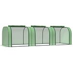 Outsunny Foliengewächshaus Treibhaus Gewächshaus mit Tür Frühbeet Pflanzenaufzucht Pflanzenhaus Folie Stahl PVC Grün 295 x 100 x 80 cm