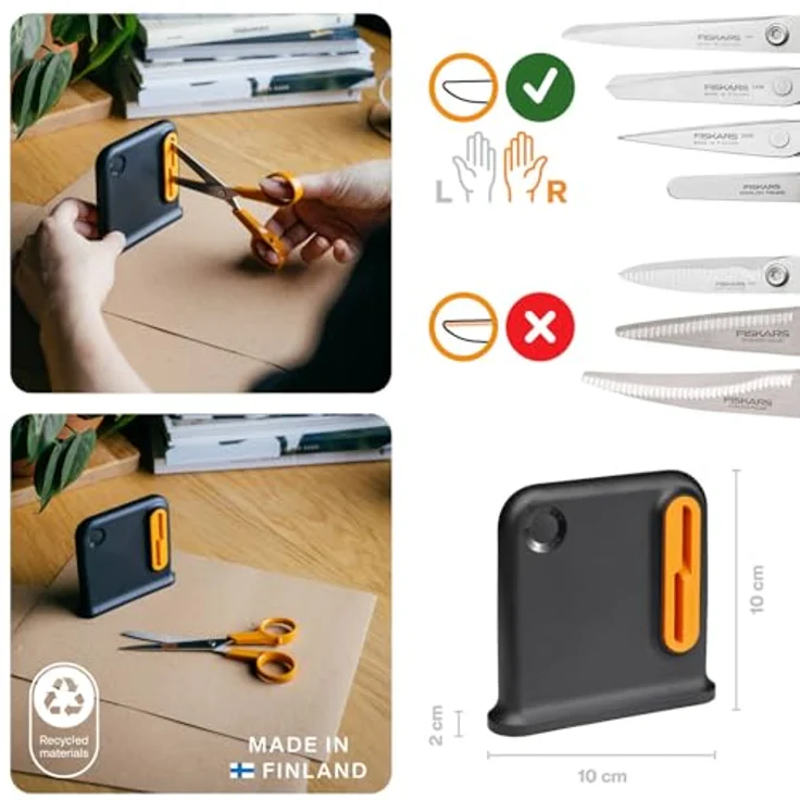 Fiskars Scherenschärfer, Ergonomisches Design für rechtshändige Küchenscheren, Schwarz/Orange, 55% recycelte Materialien, 80% recyceltes ABS-Gehäuse, Art.-Nr.: 1081190 – Bild 2