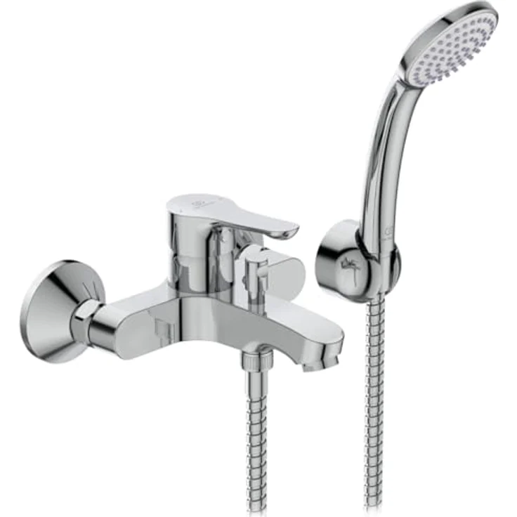 Ideal Standard BC676AA Alpha Wannenarmatur, Einhebelmischer mit Temperaturbegrenzung, chrom, inklusive Handbrause und Zubehör – Bild 1