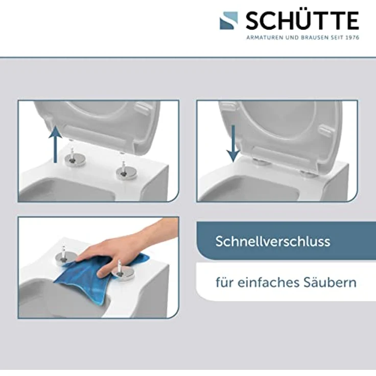 Schütte WC-Sitz Duroplast D-Form, mit Absenkautomatik und Schnellverschluss, weiß – Bild 3