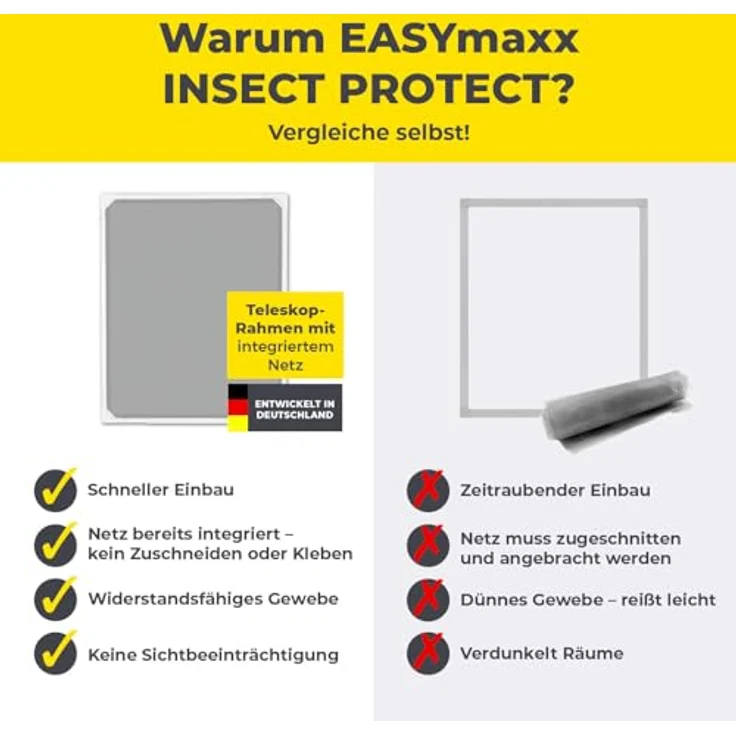 EASYmaxx Insektenschutz-Fensterrahmen Insect Protect, Teleskop-Insektenschutzgitter, weiß, mit vormontierten Rahmen – Bild 10