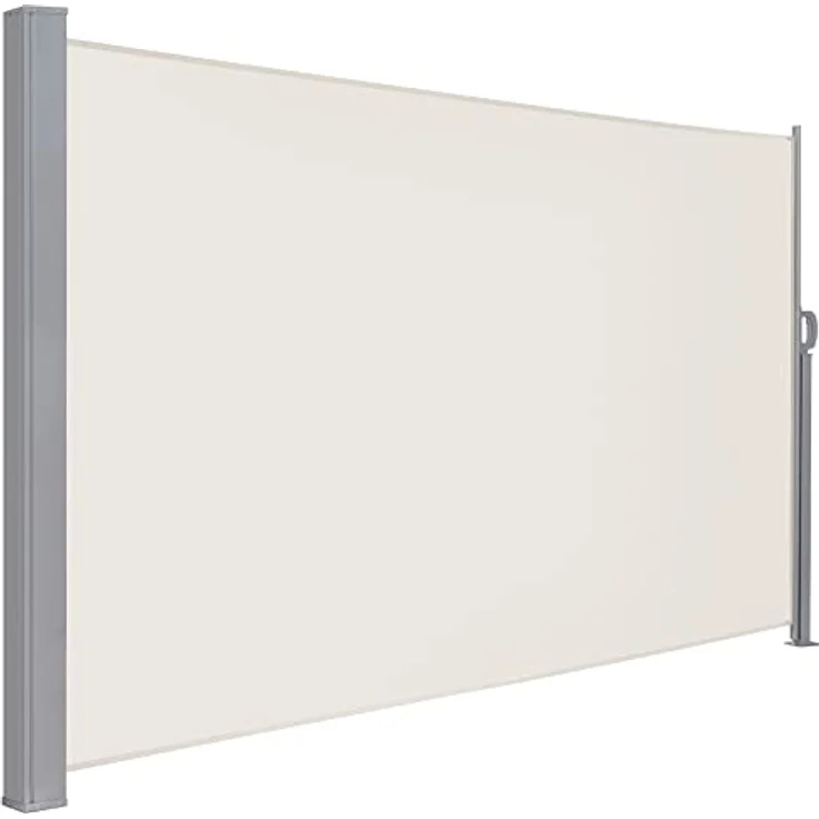 LARMNEE Seitenmarkise EBE183TBP02, 180 x 300 cm, ausziehbar, rostbeständig, UV-Schutz, blickdicht, für Balkon und Terrasse, Beige – Bild 1