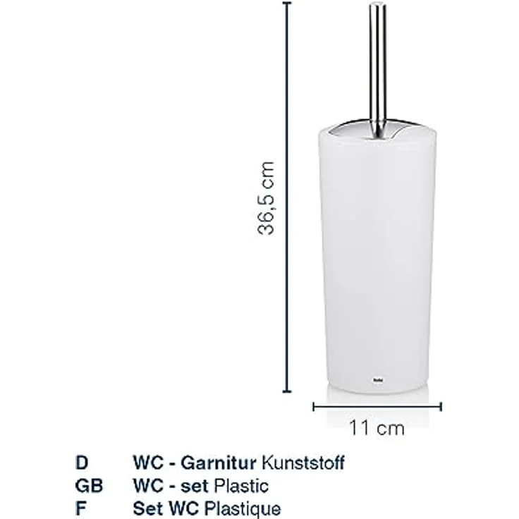 Kela 22276 WC-Bürste und Behälter, 36,5 cm Höhe, Kunststoff, Matt, WC-Garnitur, Marta, Grau – Bild 3