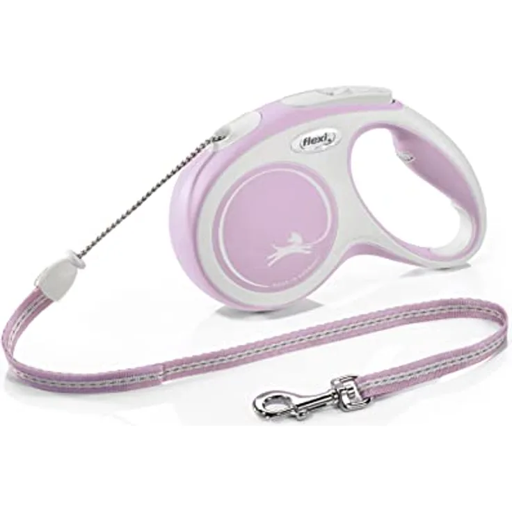 flexi Hundeleine, ausziehbar mit weichem Griff, 3 m / 5 m / 8 m / 8 m / 8-20 kg, small, Rose