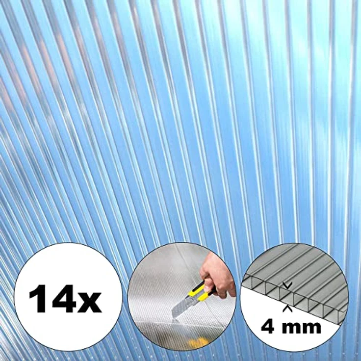 HOME DELUXE - Polycarbonat, Hohlkammerstegplatten VARUS - UV-Geschützt - 14-teiliges Set | Hohlkammerplatten, Gewächshaus, Doppelstegplatte – Bild 3