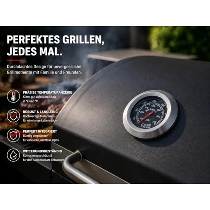 Strattore Holzkohlegrill / BBQ XL Grillwagen, schwarz, mit stufenlos verstellbarem Kohleeinsatz – Bild 9
