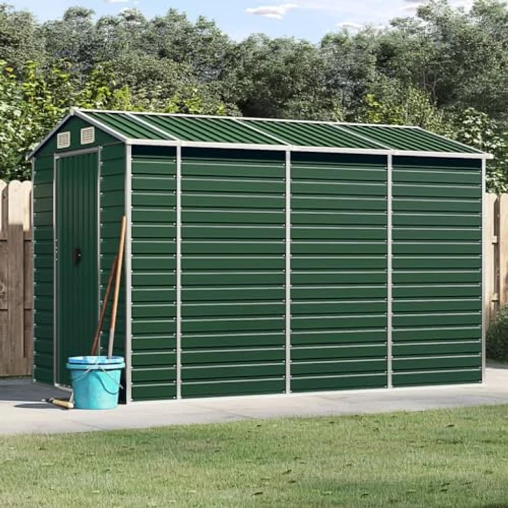 vidaXL Gerätehaus Grün 191x300x198 cm Verzinkter Stahl – Bild 2