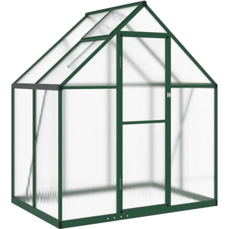 vidaXL Gewächshaus mit Fundamentrahmen Grün 169x114x195 cm Aluminimum, Wetterbeständiger Rahmen, UV-beständige Platten, Durchdachtes Design – Bild 1